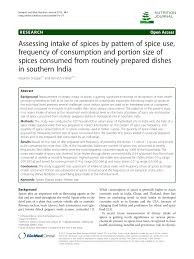 Pdf Assessing Intake Of Spices By Pattern Of Spice Use