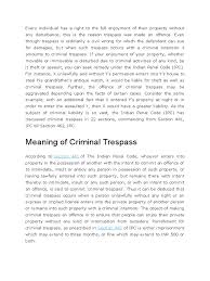 Any violation of a known rule of duty; Every Individual Has A Right To The Full Enjoyment Of Their Property Without Any Disturbance Burglary Trespass