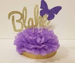 Lavender Purple And Gold Personalized Name Table Centerpiece Butterfly Baby Shower Butterfly Baby Shower Girl Baby Shower Decorations Butterfly Birthday Party