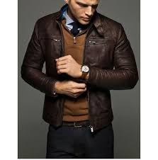 Mens Slim Fit Leather Jackets Men Brown Leather Jacket Leather Jacket In 2020 Brown Leather Jacket Men Leather Jacket Men Mens Casual Outfits