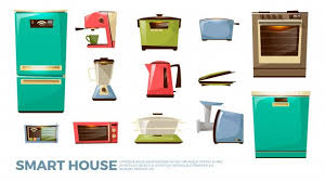 Download Cartoon Kitchen Modern Electric Appliances Set Household Cooking Equipment For Free Modern Kitchen Smart Kitchen Samsung Appliances