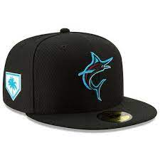 Men S New Era Black Miami Marlins 2019 Spring Training 59fifty Fitted Hat Miami Marlins Fitted Hats Marlins