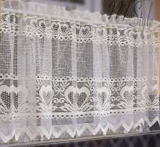 kitchen lace cafe curtain hearts ready