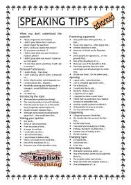 Speaking Tips C1 C2 Levels Worksheet Free Esl Printable Worksheets Made By Teachers English Writing Skills English Vocabulary Words Conversational English
