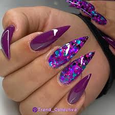 This set comes with 10 nails size xs, s, m, l, or custom matte black & purple stiletto nails, gothic press on nails, goth glue on nails, acrylic fake false. Pin By Ms V On Purple Stiletto Nails In 2020 Purple Stiletto Nails Swag Nails Trendy Nails