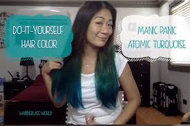 The manic panic dyes are semi permanent so they will wash out, but you still had a hint of color that pops through. Manic Panic Atomic Turquoise Diy Hair Color On Black Hair Youtube