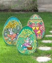 Liven up your table setting with patterned dinnerware. Easter Egg Hunt Free Standing Hanging Garden Decor Set Of 3 8198712 3m S3