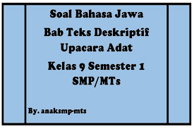 Masalah dalam penelitian ini adalah 1) bagaimana kebutuhan siswa dan guru terhadap media pembelajaran upacara adat berbasis android untuk siswa kelas ix smk panca bhakti banjarnegara, 2) bagaimana pengembangan media pembelajaran Soal Bahasa Jawa Bab Teks Deskriptif Upacara Adat Kelas 9 Semester 1 Smp Mts Anak Smp Mts