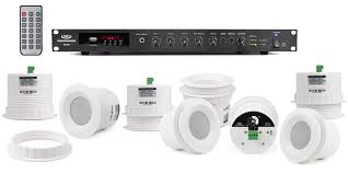 Online music streaming is a boon for music lovers. Background Music System For Offices With 8 70v Ceiling Speakers 120w Bluetooth Mixer Amplifier Pure Resonance Audio