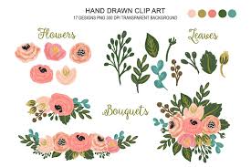 Fruit floral doodle free vector. Wedding Floral Clipart Flower Art Custom Designed Illustrations Creative Market