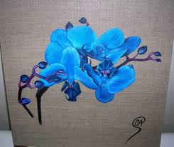 Orchidees Bleues Peintes A L 39 Acrylique Sur Carton Toile Lin Orchidee Bleue Peinture Fleurs Orchidee