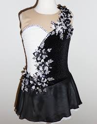 Tango Change To All Black Dress Change To Red Floral At Shoulder And Hip Sl Figure Skating Dresses Skating Dresses Figure Skating Competition Dresses