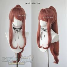 Kasou Wig Ddlc Doki Doki Literature Club Monika Pinkish Brown Ponytail Cosplay Wig Ombrehair Wig Hairstyles Kawaii Hairstyles Cosplay Wigs