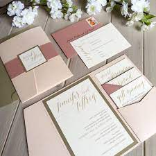 Blush Gold And Ivory Wedding Invitations Pink Gold And Etsy Hochzeitseinladung Karte Hochzeit Einladungen