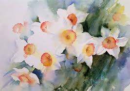 Watercolour Painting Of Narcissus Floral Painting Floral Watercolor Flower Painting