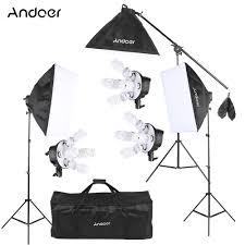 Andoer Studio Photo Video Softbox Lighting Kit Photo Equipment 15 45w Bulb 3 5in1 Bulb Socket 3 Softbox 3 Light Stand 1 Cantilever Stick 1 Carrying Bag Walmart Com Walmart Com