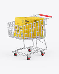 Download Shopping Cart W Paper Boxes Mockup In Packaging Mockups On Yellow Images Object Mockups PSD Mockup Templates