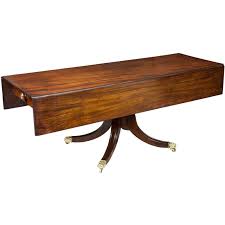 Rare Large Pedestal Mahogany Classical Harvest Table Drop Leaf Table Table Pembroke Table