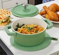 5 qt. Enamel Stock Pot with Lid, Green Floral Enamelware ...