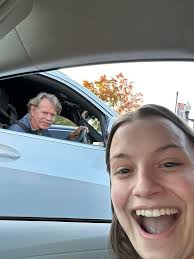 Our delivery driver, Emily, out meeting...