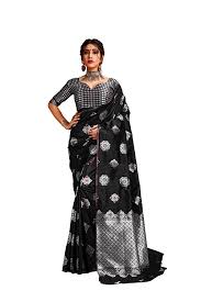 This is a presale item set to ship around 08/20/2021. Buy Bhagyashree Women S Raw Silk Saree Black At Amazon In