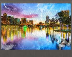 Orlando Canvas Print, Orlando Skyline, Orlando Wall Art
