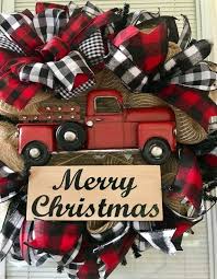 Black And Red Checkered Christmas Decorations Christmas Wreath Red Truck Wreath Red Truck Farmhouse Christmas Wreath Buffalo Plaid Wreath Winter Wreath Buffalo Plaid Farmhouse Christmas Decorations Ornaments Homemade Christmas Decorations Christmas Wreaths