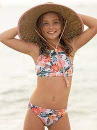 Roxy Love Is Big Crop Top Bikini Set For Girls 8 16 Little Girl Swimsuits Crop Top Bikini Set Kids Swimwear Girls