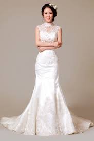 Sheath Column High Neck Natural Court Train Cap Sleeve Lace Zipper Satin Wedding Dresses Unique Online Wedding Dress Court Train Wedding Dress