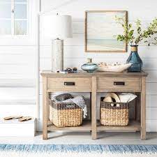 11 X14 5 Seagrass Rectangular Wicker Storage Basket With Gray Trim Threshold Wicker Baskets Storage Decorative Storage Baskets Console Table Styling