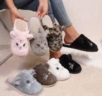 Cute Fuzzy Warm Plush Animal Cat Paw Slippers Winter Women Winter Plush  Slipper