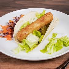 Great seafood dinner at sunset. Taco Med Fish Chips Roll Findus Foodservices