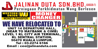 Transfer money online to your loved ones, and enjoy low fees and fair exchange rates with sendmoney.com. Jalinan Duta Sdn Bhd Money Changer Kl Sentral