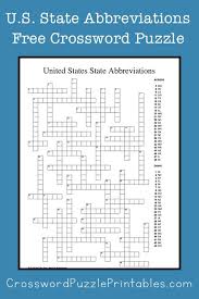 U S State Abbreviations Free Crossword Puzzle Printable Stateworksheets Unitedstatesworkshe In 2020 State Abbreviations Crossword Puzzle Printable Crossword Puzzles