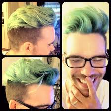 Mint Light Green Side Shaved Wavy Hair Mint Hair Color Green Hair Men Pastel Hair