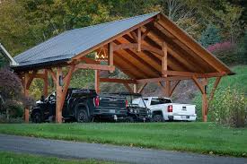 Use it as a carport for 2 cars or a pavilion to provide complete protection from the weather. Timber Frame Carport Timber Frame Carport Kit