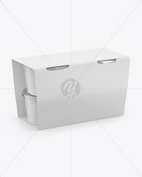 Download Yogurt 4 Pack Mockup In Box Mockups On Yellow Images Object Mockups