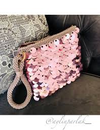 Clutch Pullu Crochet Orgu Boncuklu Cantalar Orme Cantalar Orgu