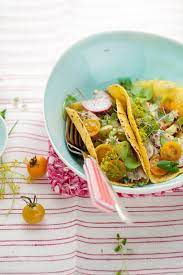 The creamy, cool yogurt really pairs well with any pan fried crab cake or fish dish. Bluefish Tacos With Yogurt Dill Sauce Avocados And Cherry Tomatoes Via Http Www Cannellevanille Com 2012 02 Unexp Seafood Recipes Mexican Food Recipes Food