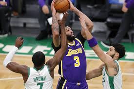 Boston celtics guard marcus smart left saturday's game against the los angeles lakers after suffering a left calf injury. Anthony Davis Scores 27 Lakers Hold Off Celtics 96 95