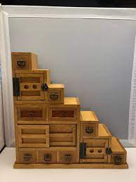 Expertly constructed with elmwood by artisans in china, this tansu step chest is identical on both sides. Japanese Tansu Miniature Step Cabinet Etsy