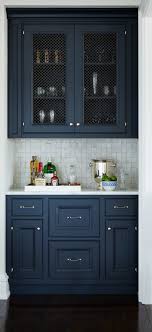 Wet Bar Idea Caged Uppers And Dark Colour Blue Kitchen Cabinets Kitchen Inspirations Kitchen Remodel