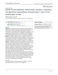 Pdf Covid 19 And Employees Mental Health Stressors Moderators And Agenda For Organizational Actions
