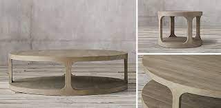 Restoration hardware table with natural finish and ways to protect it, source: Martens Round Coffee Table Collection Rh