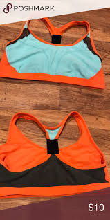 Xersion Large Sports Bra Large Orange Gray Black And Teal