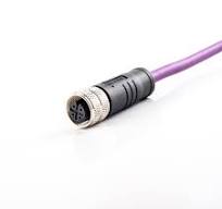 M12 pre-molded cable connector,female,contacts:4,solder ...