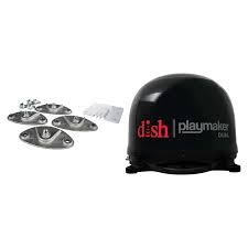 Powered through the receiver, the dish playmaker only requires a single coax connection. Winegard Pl 8035 Dish Playmaker Portable Automatic Satellite Tv Antenna With Dual Inputs Black Rk 4000 Roof Mount Kit Walmart Com Walmart Com