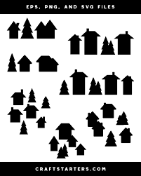 Download Simple Christmas Village Silhouette Clip Art