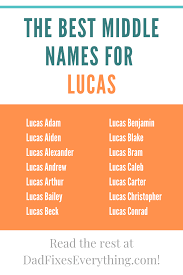 Middle Names That Go With Lucas Cool Middle Names Boy Names Names