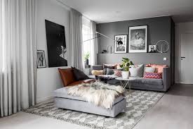 Een Knus Ingericht Grijze Woonkamer Interieur Inrichting